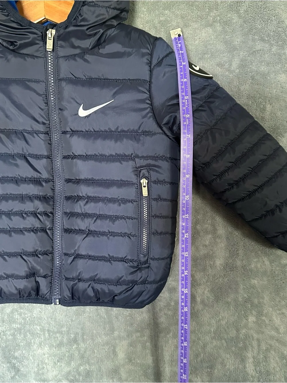 Nike Just Do It Puffer Coat Jacket Navy Blue 2T Toddler Boy Girl Kids Winter